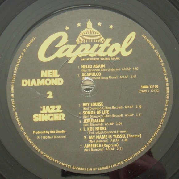 Neil Diamond The Jazz Singer Vinyl LP SWAV-12120 - Picture 6 of 6
